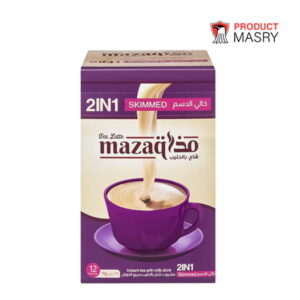 Mazaq 2 in 1 instant tea with milk drink, skimmed - 12 sachets - مذاق شاي بالحليب خالي الدسم